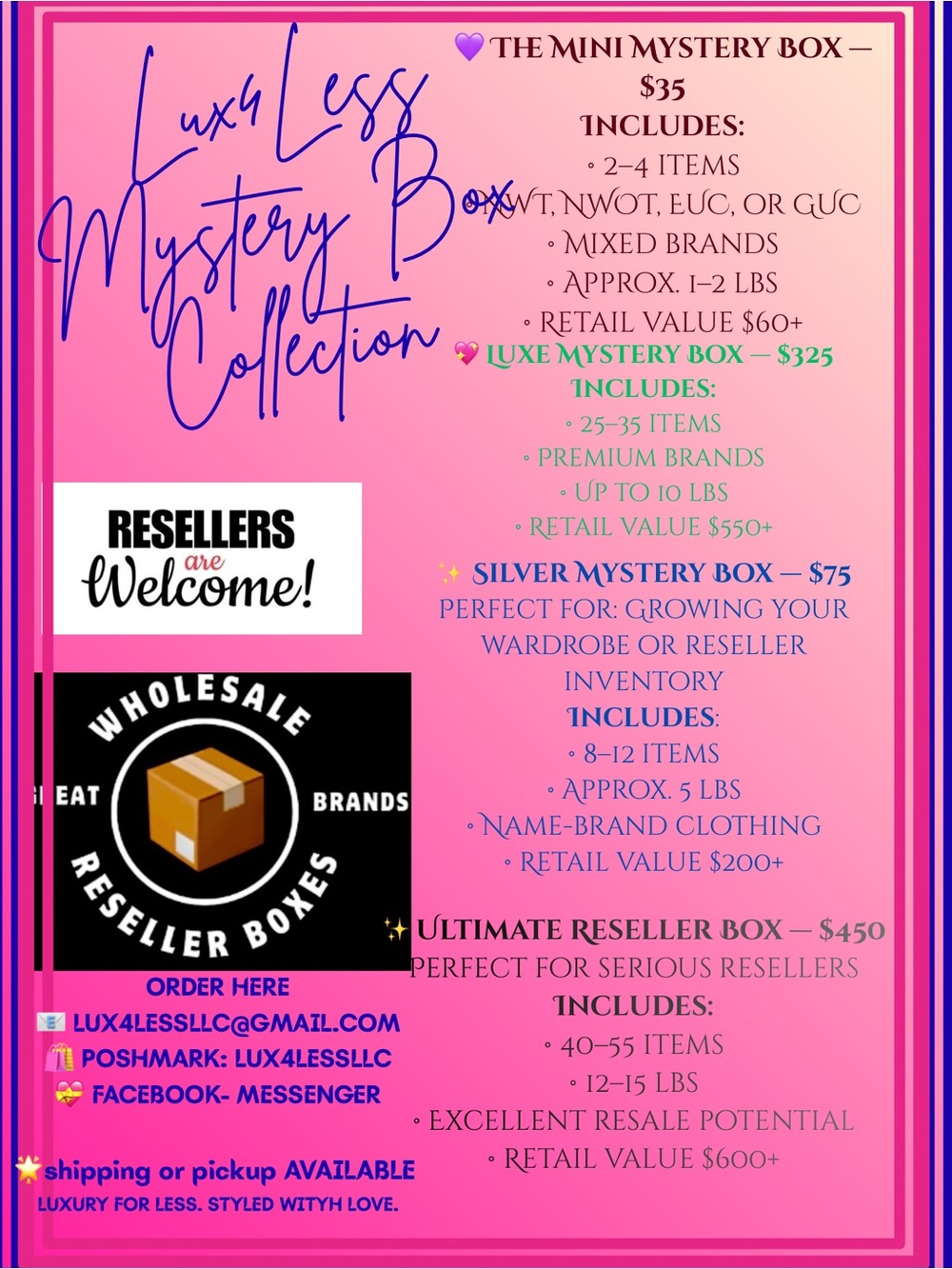 Mystery Box Collection for resellers, first time buyers and more ⬇️⬇️